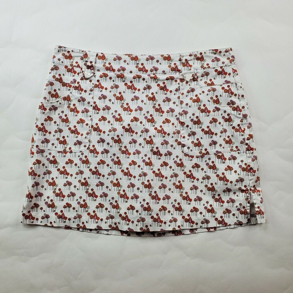 Lady Hagen Golf Skort Skirt Womens 8 White Orange Floral Tenniscore Pickleball